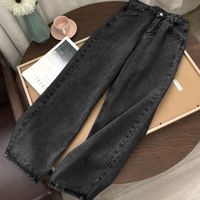 Women'S Daily Retro Solid Color Full Length Washed Jeans main image 4