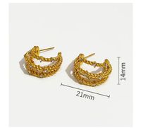 1 Pair Ins Style C Shape Plating Inlay Stainless Steel Rhinestones 18k Gold Plated Ear Studs main image 2