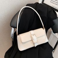 Women's Medium All Seasons Pu Leather Plaid Streetwear Square Zipper Buckle Baguette Bag main image 4