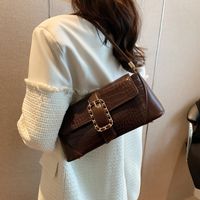 Women's Medium All Seasons Pu Leather Plaid Streetwear Square Zipper Buckle Baguette Bag main image 2