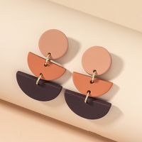 1 Pair Fashion Round Color Block Arylic Women's Drop Earrings sku image 2