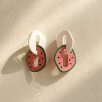 1 Pair Fashion Round Spot Watermelon Arylic Women's Drop Earrings sku image 3