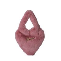 Women's Small All Seasons Plush Solid Color Cute Heart-shaped Zipper Heart-shaped Bag Handbag sku image 4