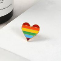 Fashion Rainbow Heart Shape Alloy Stoving Varnish Unisex Brooches main image 5