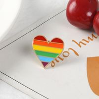 Fashion Rainbow Heart Shape Alloy Stoving Varnish Unisex Brooches main image 2