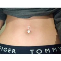 Simple Style Geometric Copper Inlaid Zircon Belly Ring main image 3