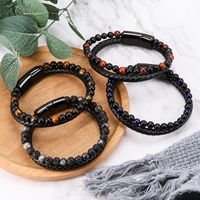 1 Pieza Estilo Étnico Giro Aleación Piedra Natural Roca Volcánica Hombres Pulsera main image 1