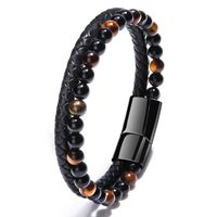 1 Pieza Estilo Étnico Giro Aleación Piedra Natural Roca Volcánica Hombres Pulsera main image 3