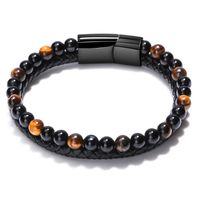 1 Pieza Estilo Étnico Giro Aleación Piedra Natural Roca Volcánica Hombres Pulsera sku image 2