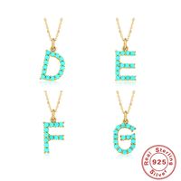 Fashion Letter Sterling Silver Plating Inlay Turquoise Pendant Necklace 1 Piece main image 5