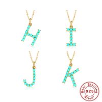 Fashion Letter Sterling Silver Plating Inlay Turquoise Pendant Necklace 1 Piece main image 3