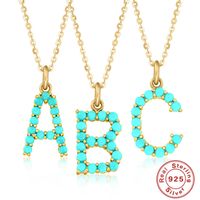 Fashion Letter Sterling Silver Plating Inlay Turquoise Pendant Necklace 1 Piece main image 2