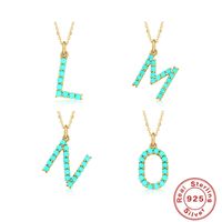 Fashion Letter Sterling Silver Plating Inlay Turquoise Pendant Necklace 1 Piece main image 6