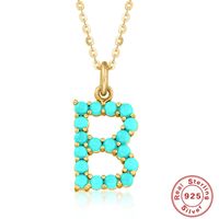 Fashion Letter Sterling Silver Plating Inlay Turquoise Pendant Necklace 1 Piece sku image 2