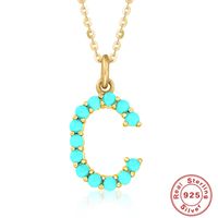 Fashion Letter Sterling Silver Plating Inlay Turquoise Pendant Necklace 1 Piece sku image 3