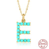 Fashion Letter Sterling Silver Plating Inlay Turquoise Pendant Necklace 1 Piece sku image 5