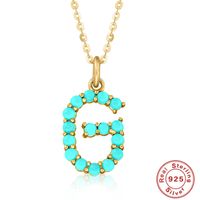 Fashion Letter Sterling Silver Plating Inlay Turquoise Pendant Necklace 1 Piece sku image 7
