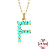 Fashion Letter Sterling Silver Plating Inlay Turquoise Pendant Necklace 1 Piece sku image 6