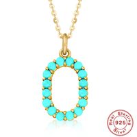 Fashion Letter Sterling Silver Plating Inlay Turquoise Pendant Necklace 1 Piece sku image 13
