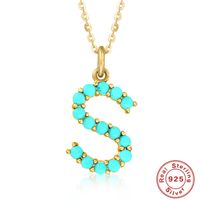Fashion Letter Sterling Silver Plating Inlay Turquoise Pendant Necklace 1 Piece sku image 15