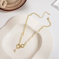 1 Piece Fashion Round Letter Bow Knot Metal Pearl Plating Inlay Rhinestones Women's Necklace sku image 5