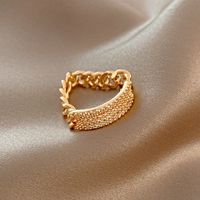 Simple Style Square Flower Bow Knot Copper Hollow Out Inlay Zircon Open Ring 1 Piece sku image 25