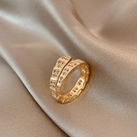 Simple Style Square Flower Bow Knot Copper Hollow Out Inlay Zircon Open Ring 1 Piece sku image 34