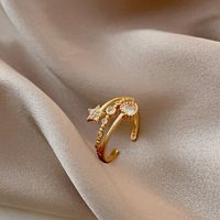 Simple Style Square Flower Bow Knot Copper Hollow Out Inlay Zircon Open Ring 1 Piece sku image 9