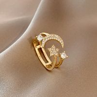 Simple Style Square Flower Bow Knot Copper Hollow Out Inlay Zircon Open Ring 1 Piece sku image 30