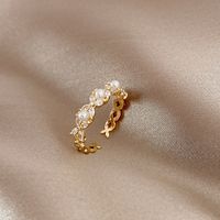 Simple Style Square Flower Bow Knot Copper Hollow Out Inlay Zircon Open Ring 1 Piece sku image 21