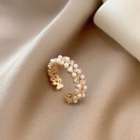 Simple Style Square Flower Bow Knot Copper Hollow Out Inlay Zircon Open Ring 1 Piece sku image 33