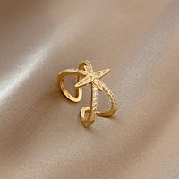 Simple Style Square Flower Bow Knot Copper Hollow Out Inlay Zircon Open Ring 1 Piece sku image 22
