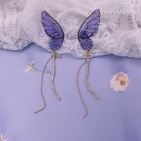 1 Pair Fashion Butterfly Metal Epoxy Inlay Rhinestones Women's Drop Earrings main image 4