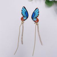 1 Pair Fashion Butterfly Metal Epoxy Inlay Rhinestones Women's Drop Earrings sku image 7