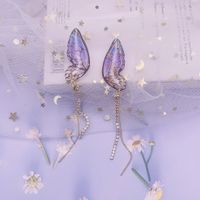 1 Pair Fashion Butterfly Metal Epoxy Inlay Rhinestones Women's Drop Earrings sku image 14