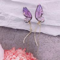 1 Pair Fashion Butterfly Metal Epoxy Inlay Rhinestones Women's Drop Earrings sku image 22