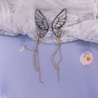 1 Pair Fashion Butterfly Metal Epoxy Inlay Rhinestones Women's Drop Earrings sku image 1