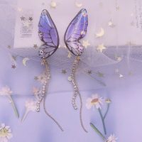 1 Pair Fashion Butterfly Metal Epoxy Inlay Rhinestones Women's Drop Earrings sku image 13