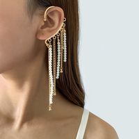 Fashion Geometric Tassel Alloy Copper Earrings Plating Arylic Artificial Pearl Copper Earrings sku image 1