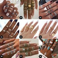 1 Set Fashion Leaf Devil's Eye Snake Alloy Plating Hollow Out Inlay Rhinestones Women's Rings main image 4