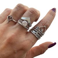 1 Set Fashion Leaf Devil's Eye Snake Alloy Plating Hollow Out Inlay Rhinestones Women's Rings main image 5