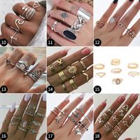 1 Set Fashion Leaf Devil's Eye Snake Alloy Plating Hollow Out Inlay Rhinestones Women's Rings main image 6