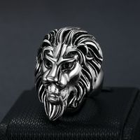 1 Piece Hip-hop Lion Titanium Steel Men's Rings sku image 1