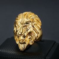 1 Piece Hip-hop Lion Titanium Steel Men's Rings sku image 11