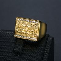 1 Piece Hip-hop Geometric Titanium Steel Inlay Rhinestones Men's Rings sku image 1