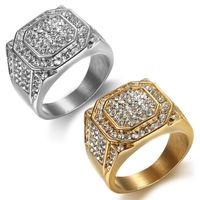 1 Piece Hip-hop Geometric Titanium Steel Inlay Rhinestones Men's Rings main image 1