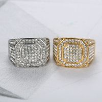 1 Piece Hip-hop Geometric Titanium Steel Inlay Rhinestones Men's Rings main image 4