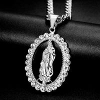 1 Piece Hip-hop Oval Titanium Steel Inlay Rhinestones Unisex Pendant Necklace main image 4