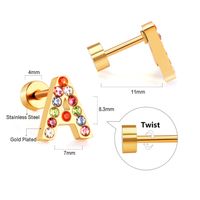 Fashion Letter Stainless Steel Inlay Zircon Ear Studs 1 Pair sku image 27