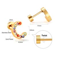 Fashion Letter Stainless Steel Inlay Zircon Ear Studs 1 Pair sku image 29